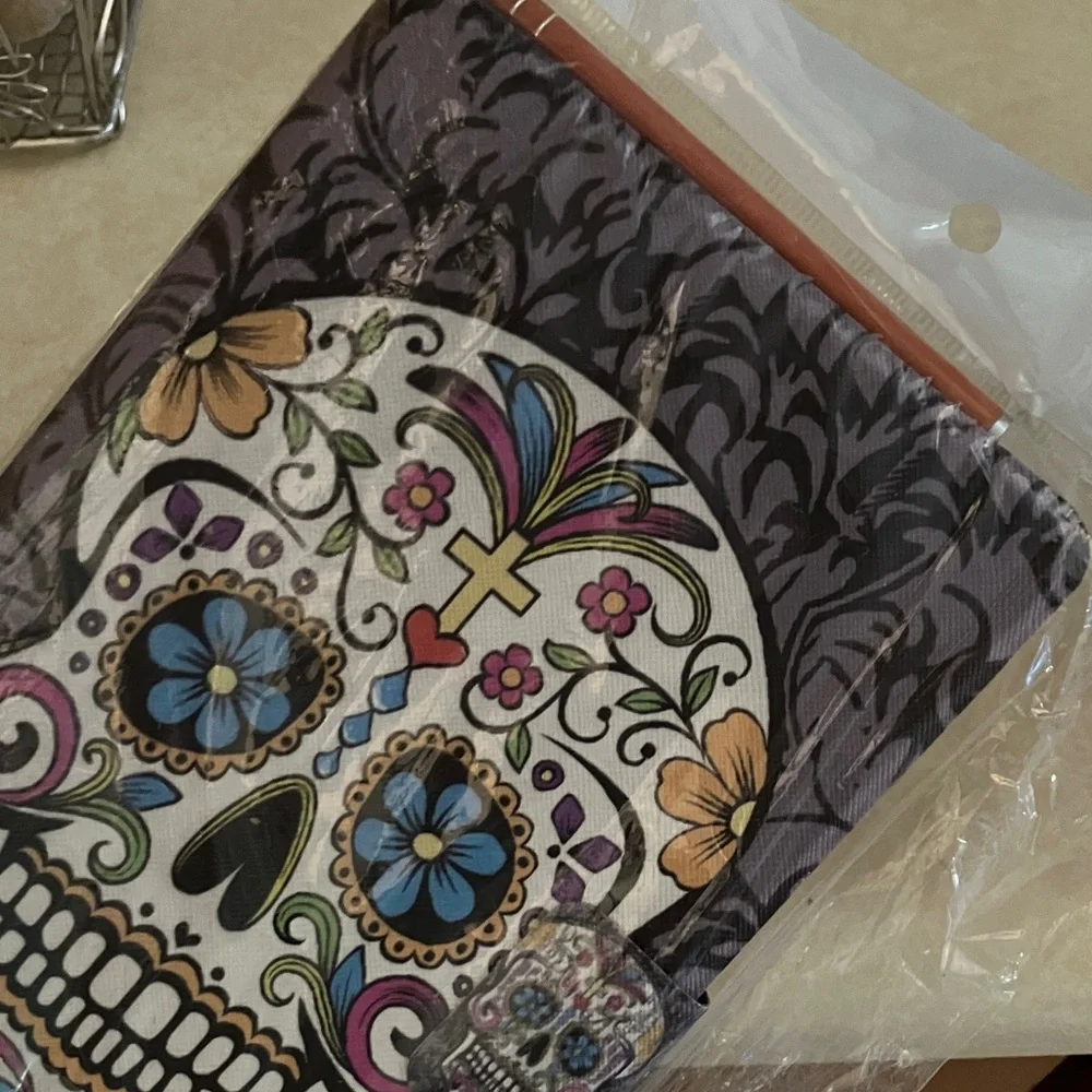 Sugar Skull Floral Tablet Cover in Purple